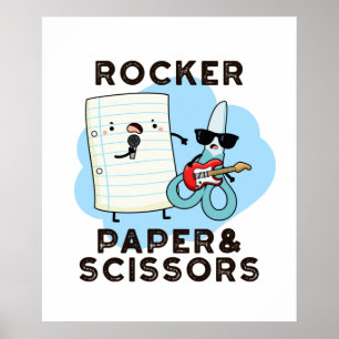 Rocker Papper och saxar Funny Game Pun Poster