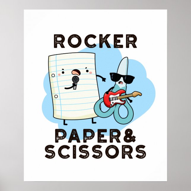 Rocker Papper och saxar Funny Game Pun Poster (Framsidan)