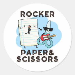 Rocker Papper och saxar Funny Game Pun Runt Klistermärke