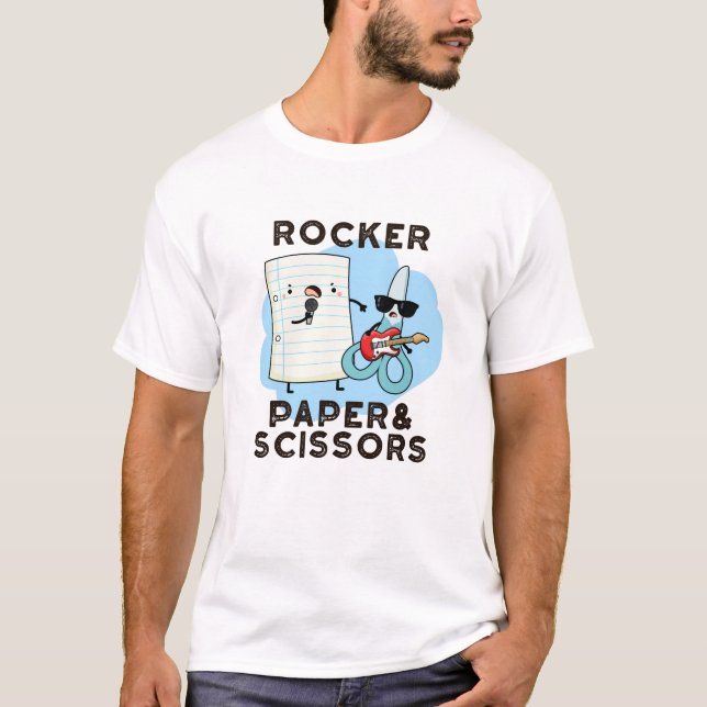 Rocker Papper och saxar Funny Game Pun T Shirt (Framsida)