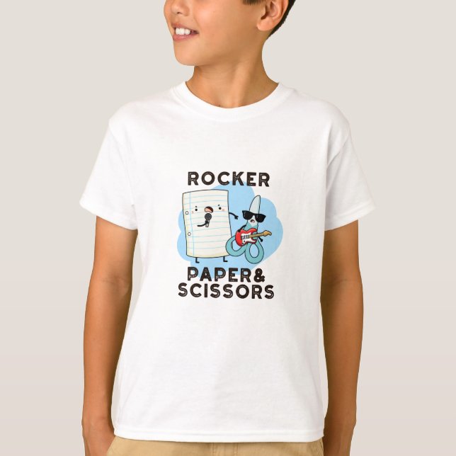 Rocker Papper och saxar Funny Game Pun T Shirt (Framsida)