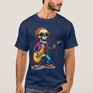 Rocker Punk Rollig Skelett rock gitarr T Shirt