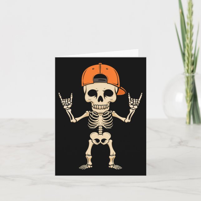 Rocker Skeleton Cap Halloween Punk Sten Manar Boys Kort (Framsida)