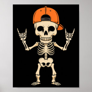 Rocker Skeleton Cap Halloween Punk Sten Manar Boys Poster
