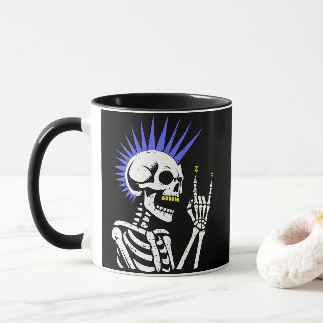 Rocker Skeleton Cap Skater Coola Halloween Punk Mugg (Med munk)