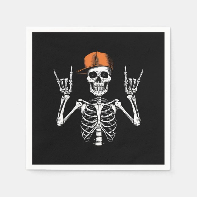 Rocker Skeleton Cap Skater Coola Halloween Punk Pappersservett (Framsidan)