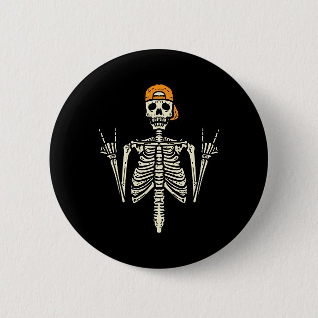 Rocker Skeleton Cap Skater Coola Halloween Punk Ro Knapp (Framsida)