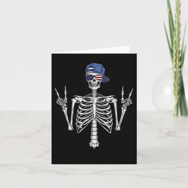 Rocker Skeleton Cap Skater Coola Halloween Punk Ro Kort (Framsida)