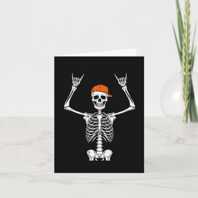 Rocker Skeleton Cap Skater Coola Halloween Punk Ro Kort (Framsida)