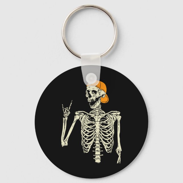 Rocker Skeleton Cap Skater Coola Halloween Punk Ro Nyckelring (Framsida)