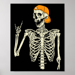 Rocker Skeleton Cap Skater Coola Halloween Punk Ro Poster
