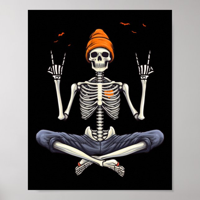 Rocker Skeleton Cap Skater Coola Halloween Punk Ro Poster (Framsidan)
