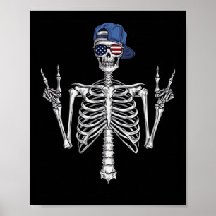 Rocker Skeleton Cap Skater Coola Halloween Punk Ro Poster