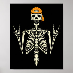 Rocker Skeleton Cap Skater Coola Halloween Punk Ro Poster