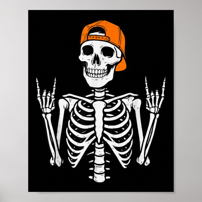 Rocker Skeleton Halloween Sten Costume Cap Skater Poster (Framsidan)