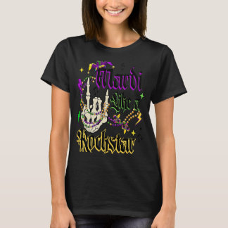Rocker Skeleton Hand Mardi Gras Mardi som Sten T Shirt