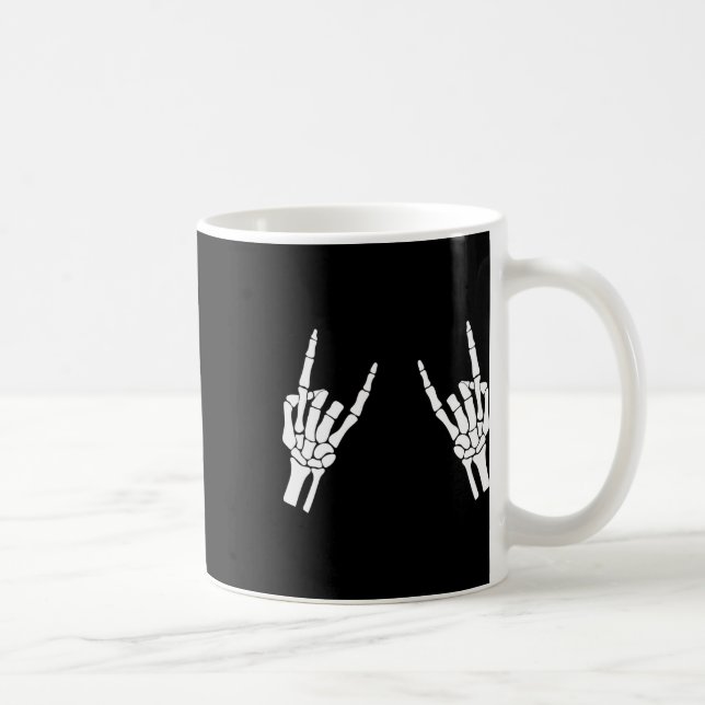 Rocker Skeleton Hand Sten på Costume Funny Hallowe Kaffemugg (Höger)