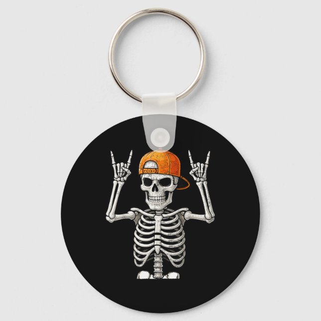 Rocker Skeleton Hand Sten på Costume Funny Hallowe Nyckelring (Framsida)