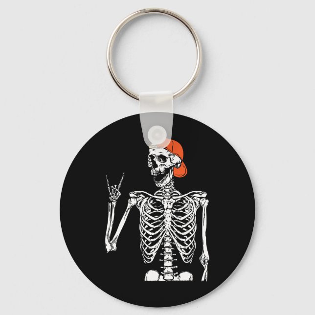 Rocker Skeleton Hand Sten på Costume Funny Hallowe Nyckelring (Framsida)
