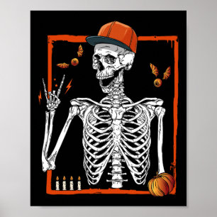 Rocker Skeleton Hand Sten på Costume Funny Hallowe Poster