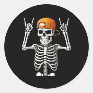 Rocker Skeleton Hand Sten på Costume Funny Hallowe Runt Klistermärke