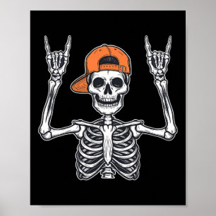Rocker Skeleton Skater Cap Halloween Sten Manar Bo Poster