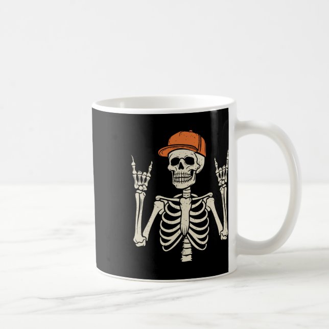 Rocker Skeleton Sten på Hand Halloween Skeleton me Kaffemugg (Höger)