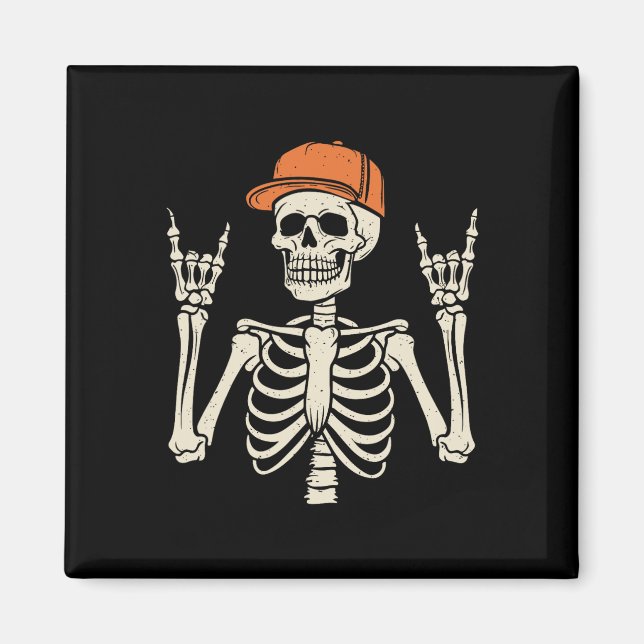 Rocker Skeleton Sten på Hand Halloween Skeleton me Magnet (Framsidan)