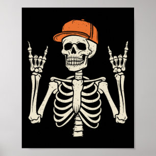 Rocker Skeleton Sten på Hand Halloween Skeleton me Poster