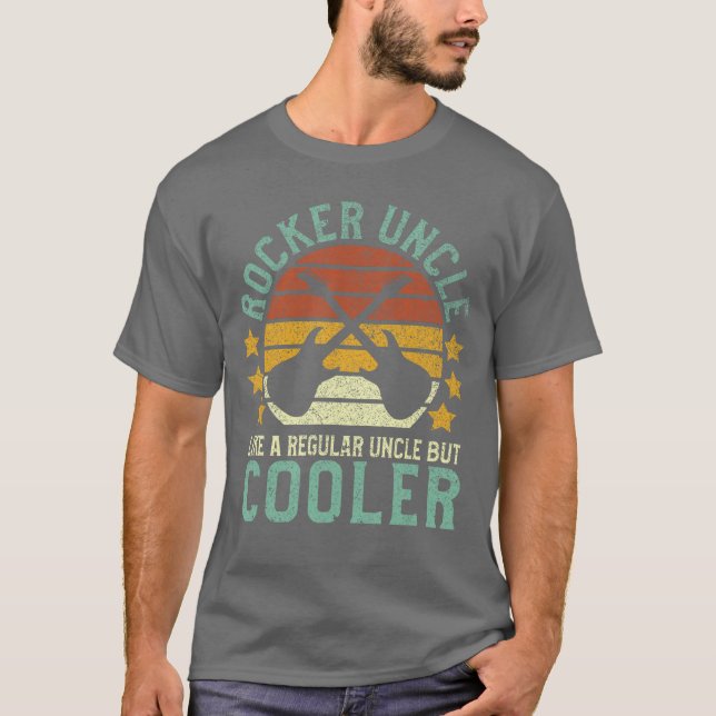 Rocker Uncle Funny Guitarist Rock and Roll Fan Gui T Shirt (Framsida)
