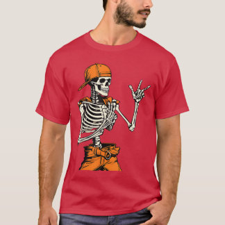 Rockerskalle Mössa Skater Cool Halloween Punk Rock T Shirt