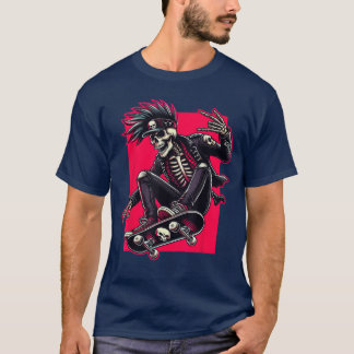 Rockerskallekeps Skater Cool Halloween Punk Rock T Shirt