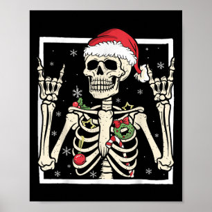 Rockerskelett Santa Hatt Cool Jul Punkrock Poster