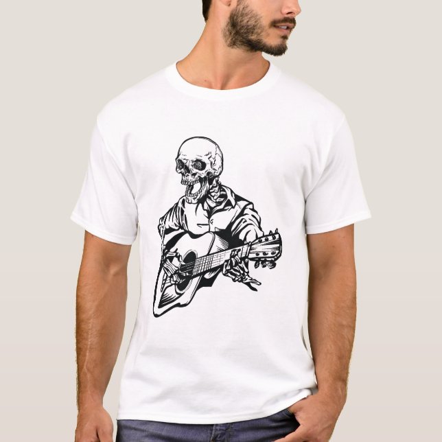 Rockerskelettgitarr T Shirt (Framsida)