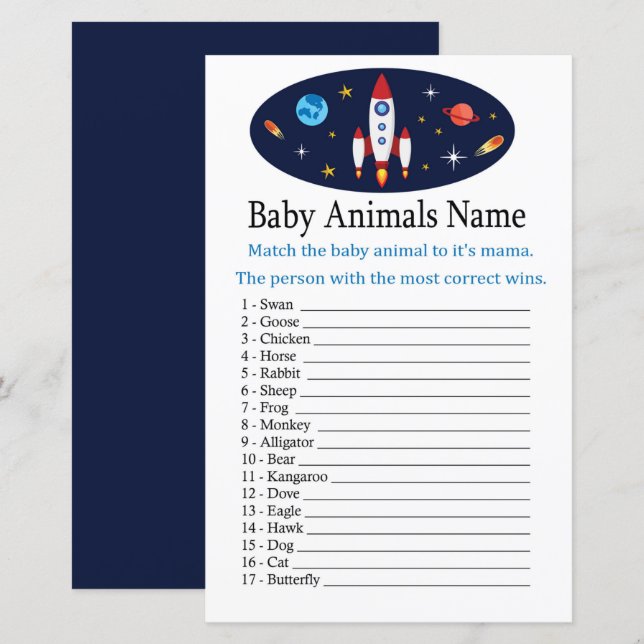 Rocket Baby Animals Namnlek (Fram/baksida)