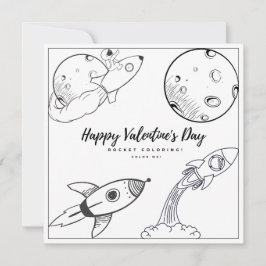 Rocket Coloring Page Kids Boy Card Valentine Day