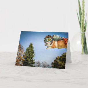 Rocket Corgi Birthday Card Kort