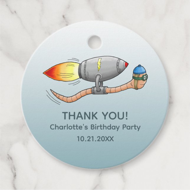 Rocket Earthworm Gåvor Etiketter (Framsida)