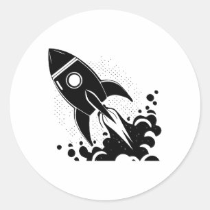 Rocket Essence in Black and White Runt Klistermärke