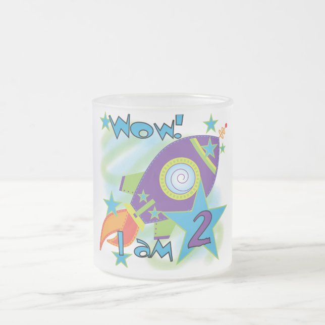 Rocket Frakt 2:a födelsedag T-shirts och gåvor Frostad Glasmugg (Center)