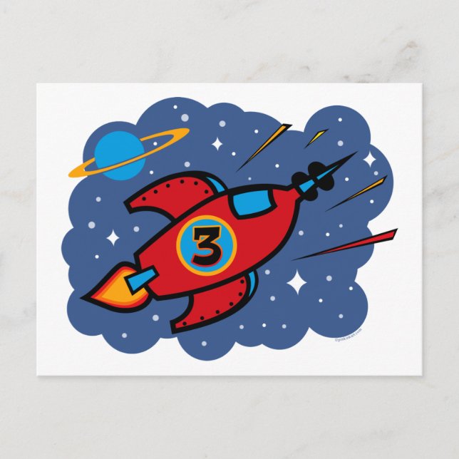 Rocket Frakt 3:e födelsedagen Vykort (Framsida)
