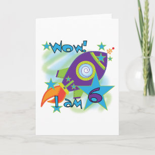 Rocket Frakt 6e Birthday Tshirts och Gifts Kort