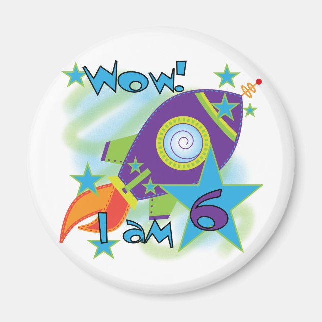 Rocket Frakt 6e Birthday Tshirts och Gifts Magnet (Framsidan)
