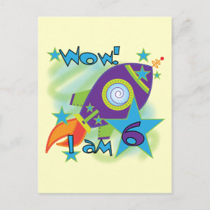 Rocket Frakt 6e Birthday Tshirts och Gifts Vykort