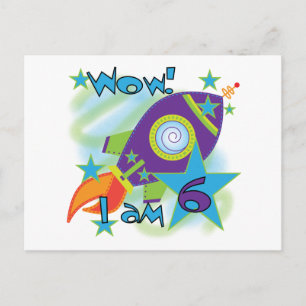 Rocket Frakt 6e Birthday Tshirts och Gifts Vykort