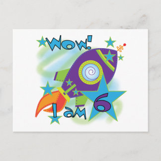 Rocket Frakt 6e Birthday Tshirts och Gifts Vykort