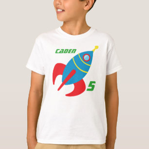 Rocket Frakt Birthday Boy Monogram Kids Tee Shirt
