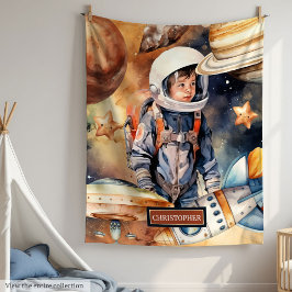 Rocket Frakt Blanket med Namn för Space Loving Kid Fleecefilt