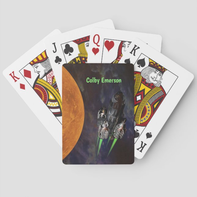 Rocket Frakt Blast Off in Rymden - Rocketship Casinokort (Baksidan)