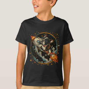 Rocket Frakt Fransk Bulldog Astronaut T Shirt